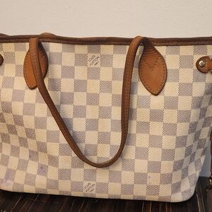 Louis Vuitton White and Brown Checkered Tote